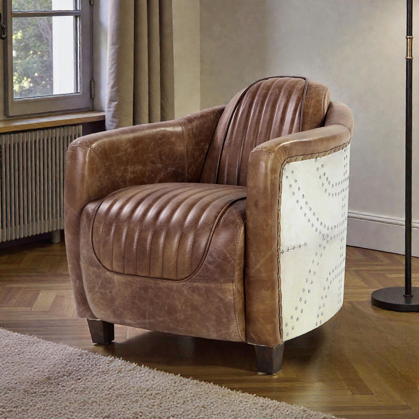 Brancaster Grain Leather Chair - Brown