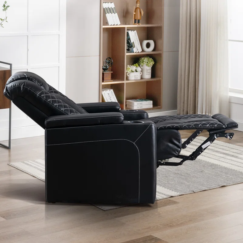 Faux Leather Power Recliner Home Theater Seat