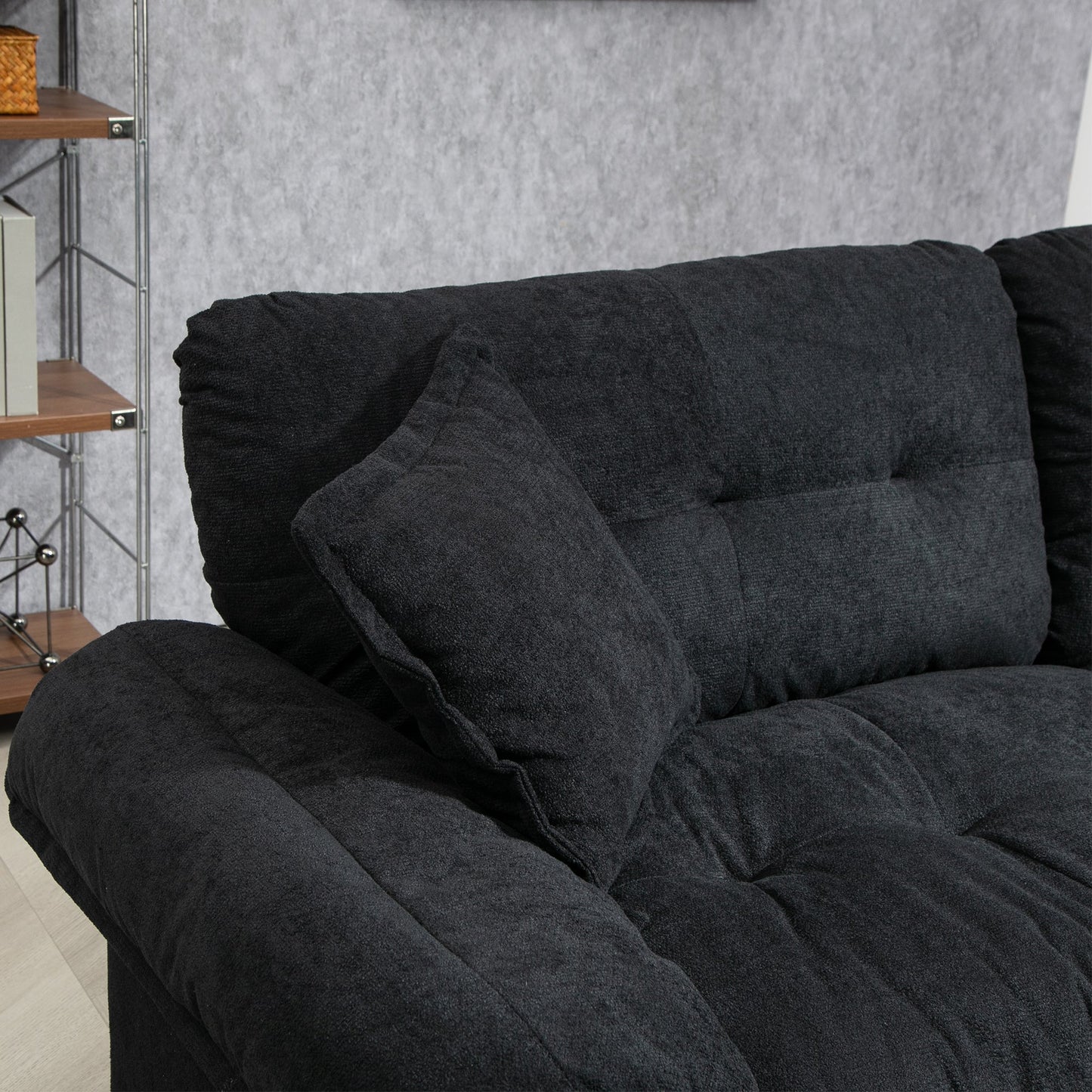 84" Chenille Sofa Small Sofa Loveseat Deep Seat Sofa Couch with 2 Throw Pillows & Memory Foam