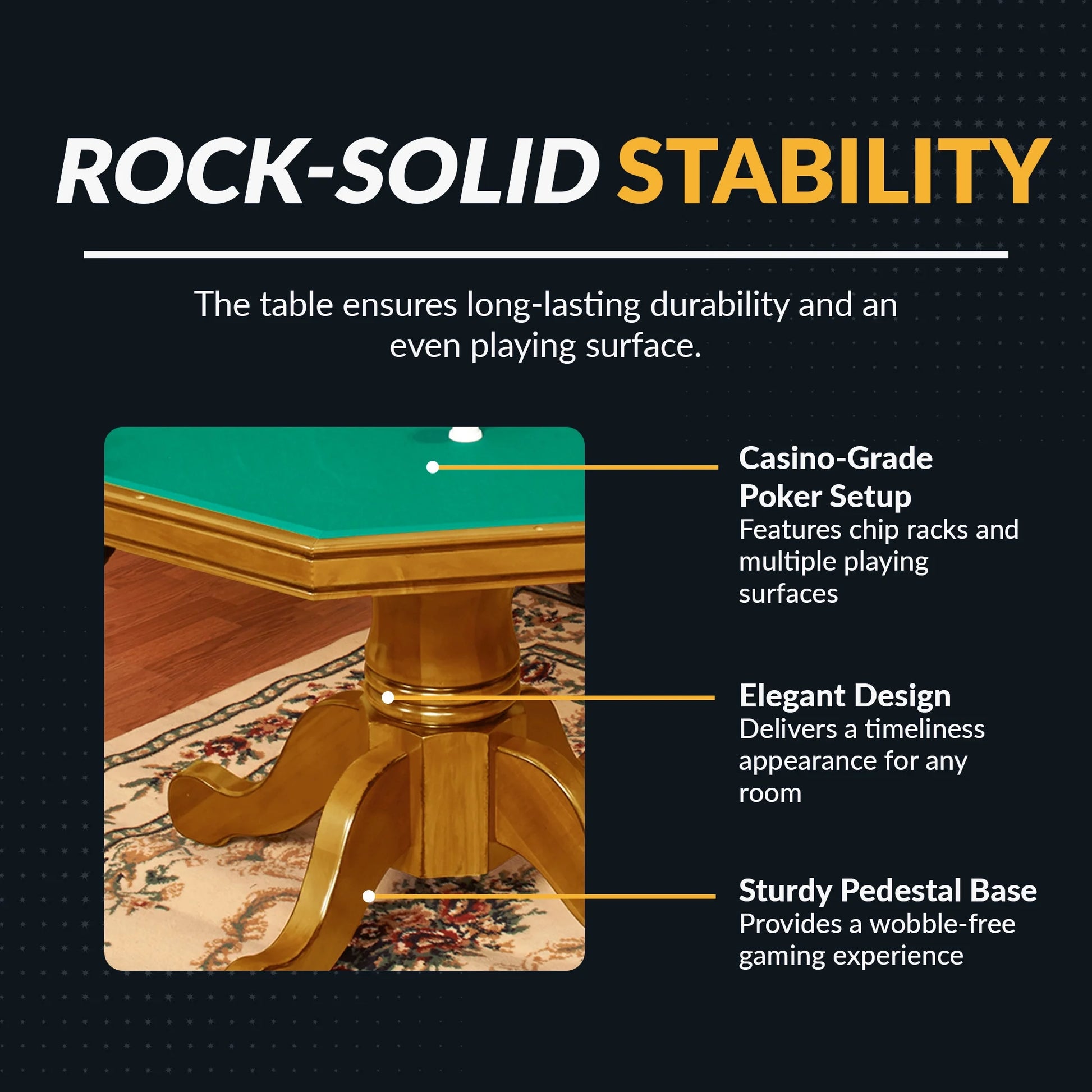 Kingston Oak 3-In-1 Poker Table