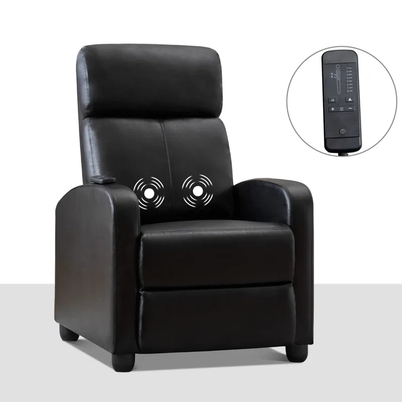25.6" Wide Modern Soft Breathable Faux Leather Massage Home Theater Individual Seat with Remote Control (Set of 4)