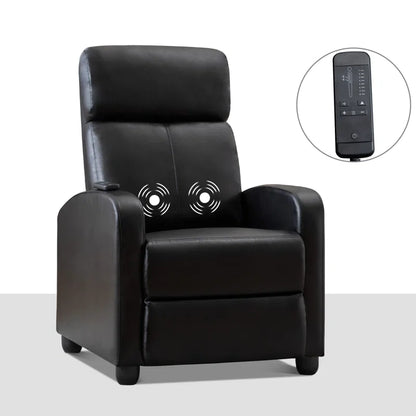 25.6" Wide Modern Soft Breathable Faux Leather Massage Home Theater Individual Seat with Remote Control (Set of 4)