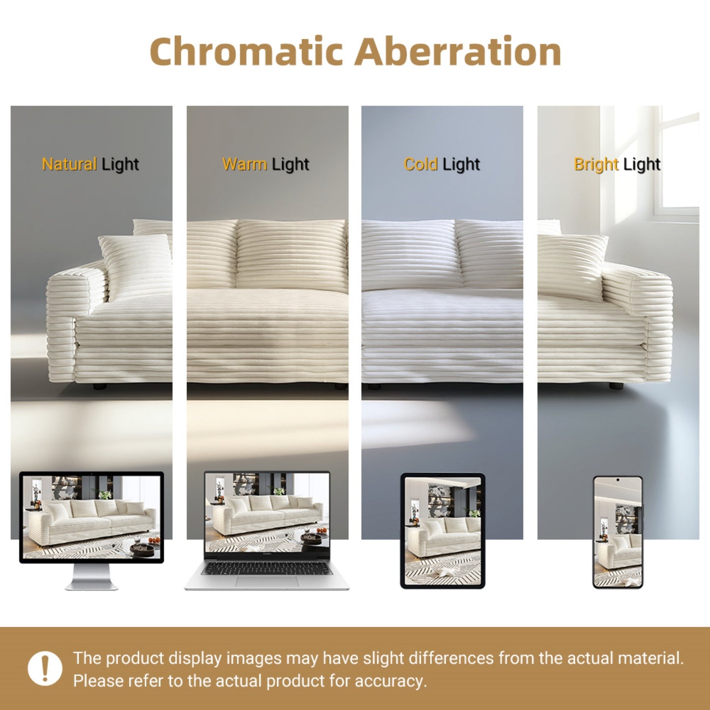 102.4 'Plush Corduroy 4-Seat Sofa,Modern Comfy Upholstered Sofa Cloud Couch,Deep Seat Couches with Soft Pillows and Movable Ottoman