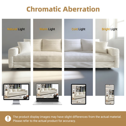 102.4 'Plush Corduroy 4-Seat Sofa,Modern Comfy Upholstered Sofa Cloud Couch,Deep Seat Couches with Soft Pillows and Movable Ottoman