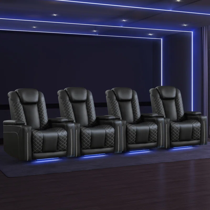Faux Leather Power Recliner Home Theater Seat