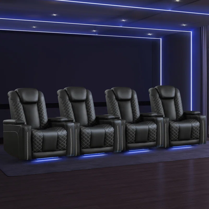 Faux Leather Power Recliner Home Theater Seat