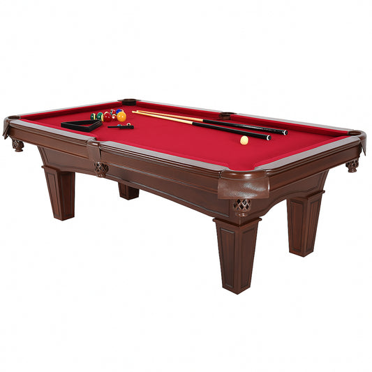 Fullerton 7.5 ft. Billiard Table in Dark Chestnut with Ball Set, Cues, Chalk, Triangle Rack, and Brush
