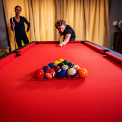 Fullerton 7.5 ft. Billiard Table in Dark Chestnut with Ball Set, Cues, Chalk, Triangle Rack, and Brush