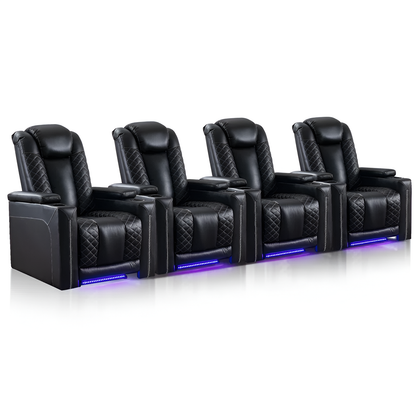 Faux Leather Power Recliner Home Theater Seat