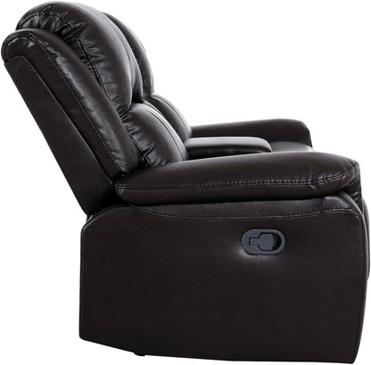 Oversized Espresso Leather Recliner Loveseat For Home Theater