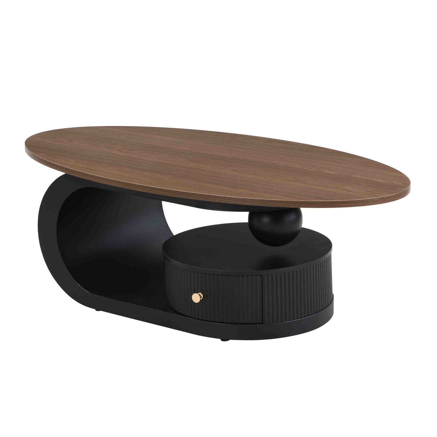 2-Piece Nesting Coffee Table Set with Storage - Black & Brown