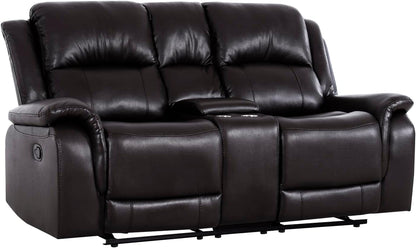 Oversized Espresso Leather Recliner Loveseat For Home Theater