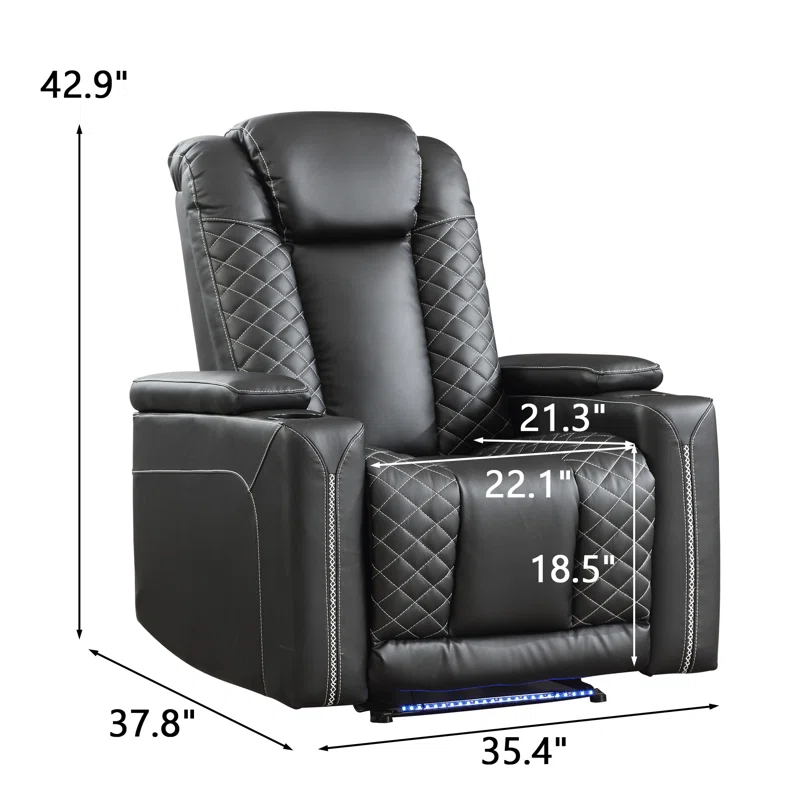 Faux Leather Power Recliner Home Theater Seat