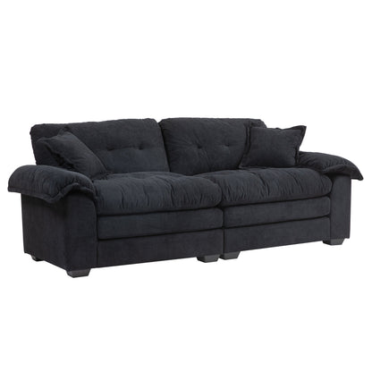 84" Chenille Sofa Small Sofa Loveseat Deep Seat Sofa Couch with 2 Throw Pillows & Memory Foam