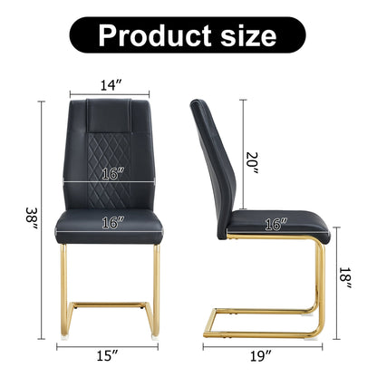Modern dining chairs with faux leather padded seats, dining room chairs, gold metal leg upholstered chairs set of 6