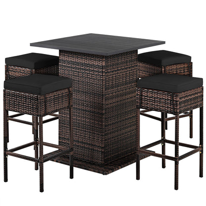 5 Pieces Patio Rattan Bar