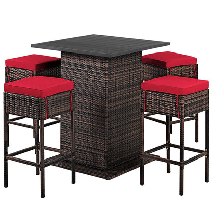 5 Pieces Patio Rattan Bar