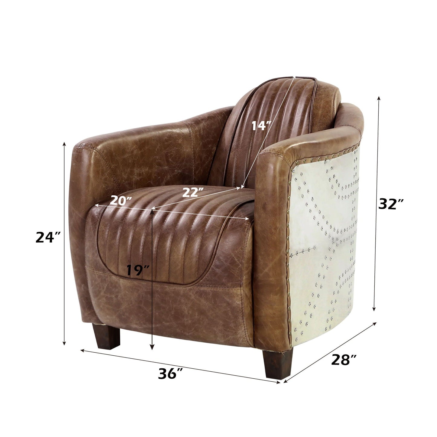 Brancaster Grain Leather Chair - Brown