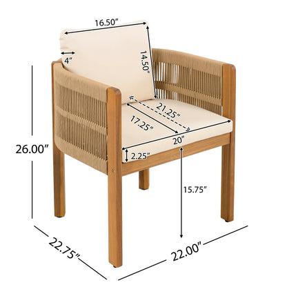 Outdoor Dining Set with Acacia Wood Table and 4 Chairs, Beige