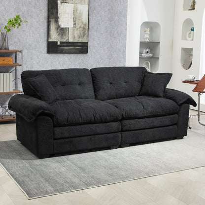 84" Chenille Sofa Small Sofa Loveseat Deep Seat Sofa Couch with 2 Throw Pillows & Memory Foam