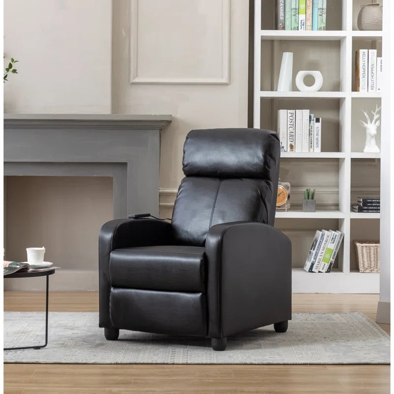 25.6" Wide Modern Soft Breathable Faux Leather Massage Home Theater Individual Seat with Remote Control (Set of 4)