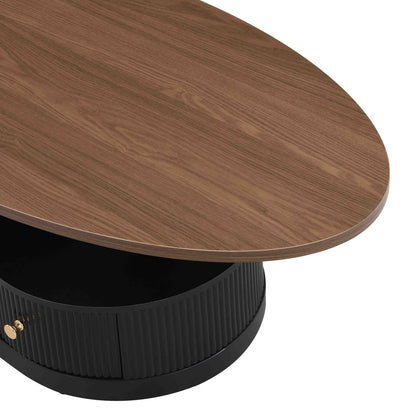 2-Piece Nesting Coffee Table Set with Storage - Black & Brown