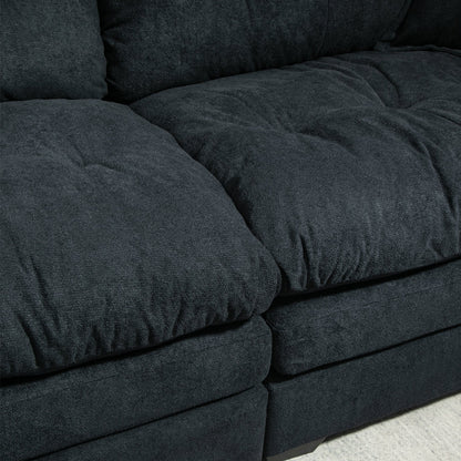 84" Chenille Sofa Small Sofa Loveseat Deep Seat Sofa Couch with 2 Throw Pillows & Memory Foam
