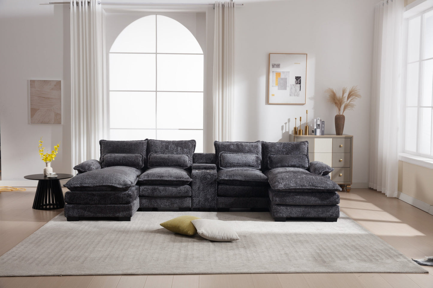 Modern U-shaped Sofa with Console