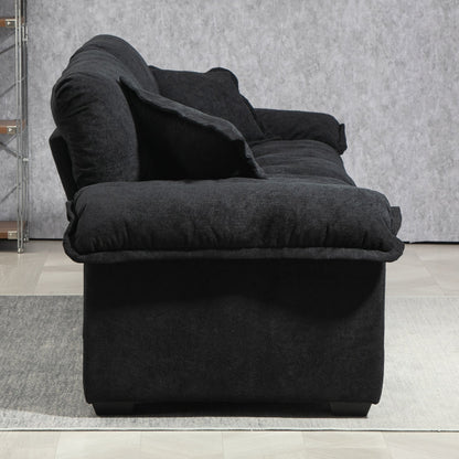 84" Chenille Sofa Small Sofa Loveseat Deep Seat Sofa Couch with 2 Throw Pillows & Memory Foam