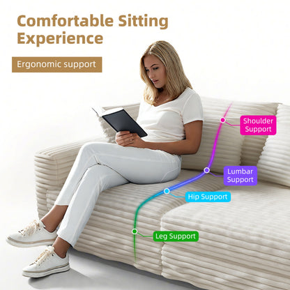 102.4 'Plush Corduroy 4-Seat Sofa,Modern Comfy Upholstered Sofa Cloud Couch,Deep Seat Couches with Soft Pillows and Movable Ottoman
