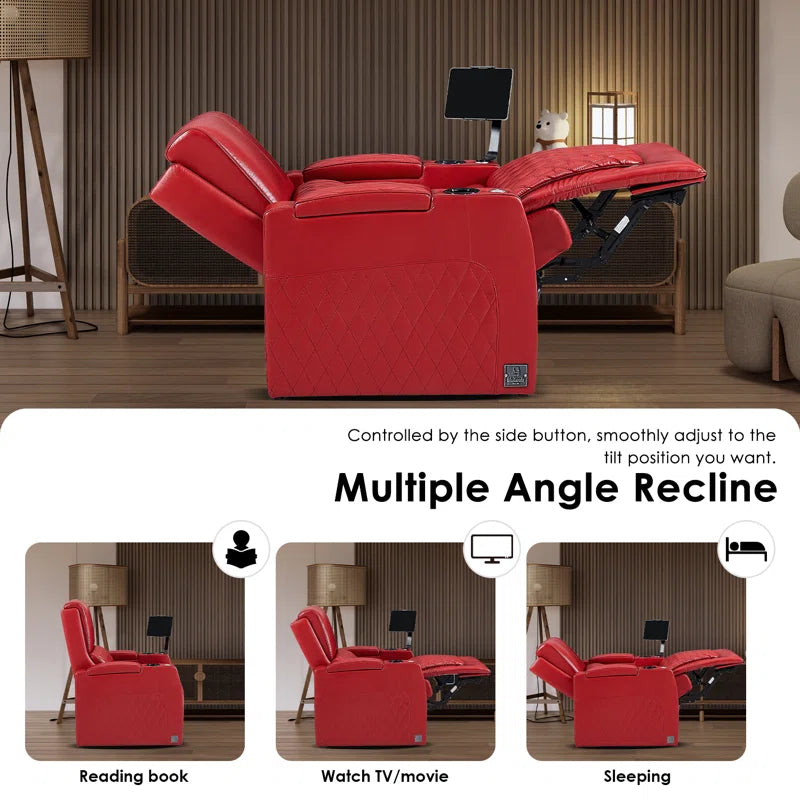 Haiylee Zero Gravity Home Theater Seating Top Grain Leather Recliner Sofa Power Headrest Footrest