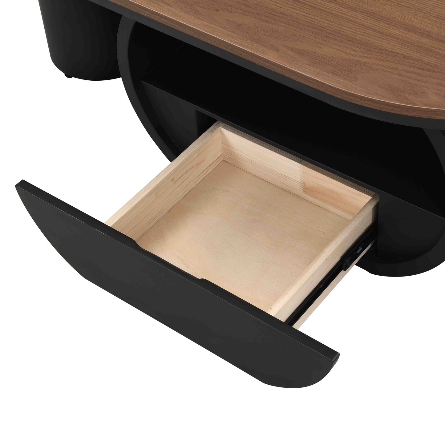47-Inch Industrial Oval Coffee Table with Storage Drawer - Black