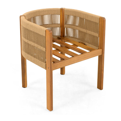 Outdoor Dining Set with Acacia Wood Table and 4 Chairs, Beige