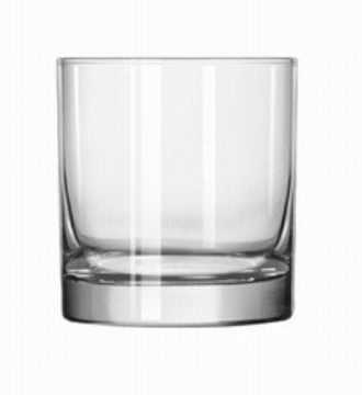Clear glass tumbler on a white background