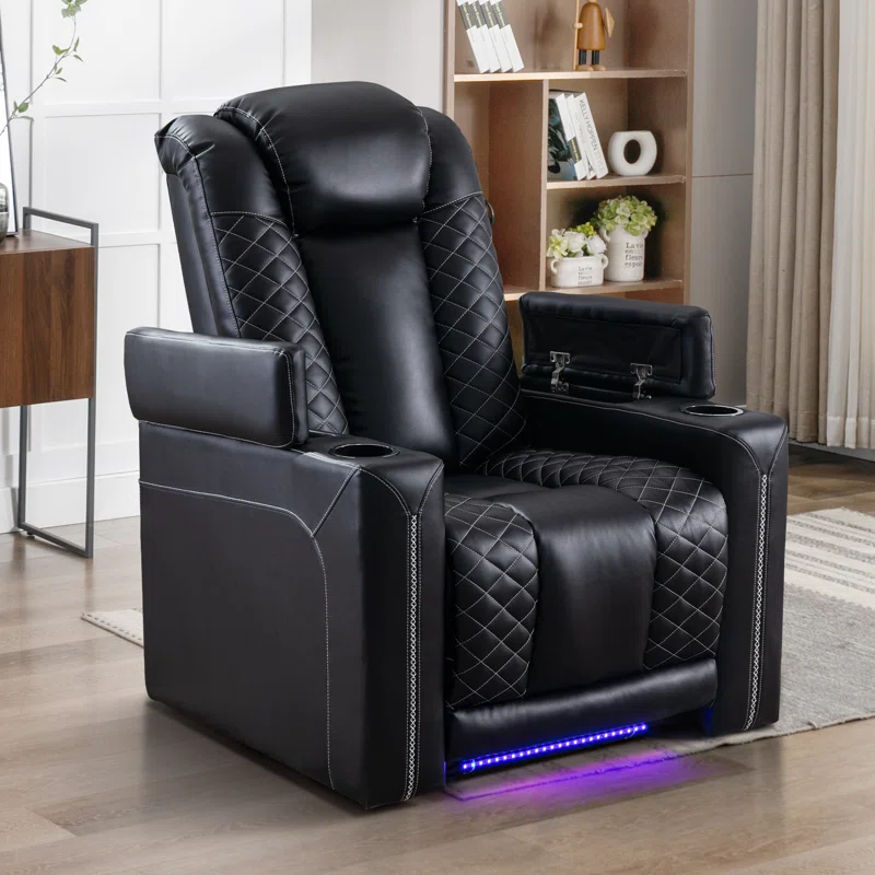 Faux Leather Power Recliner Home Theater Seat