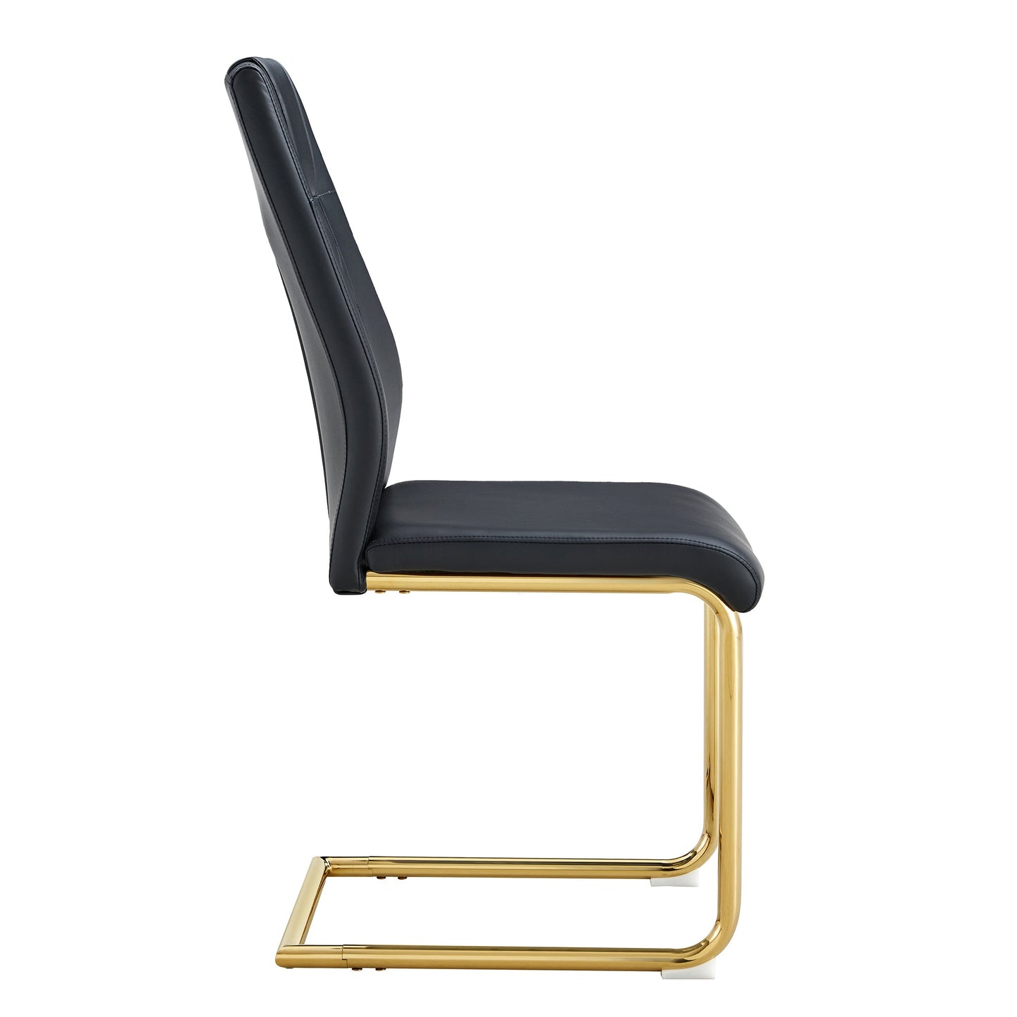 Modern dining chairs with faux leather padded seats, dining room chairs, gold metal leg upholstered chairs set of 6