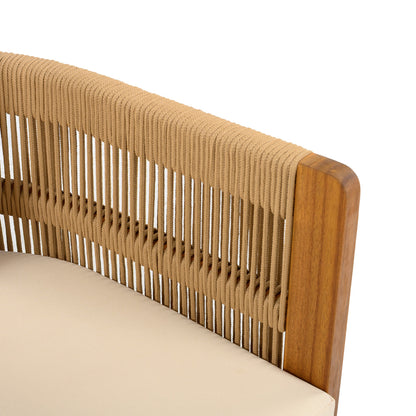 Outdoor Dining Set with Acacia Wood Table and 4 Chairs, Beige