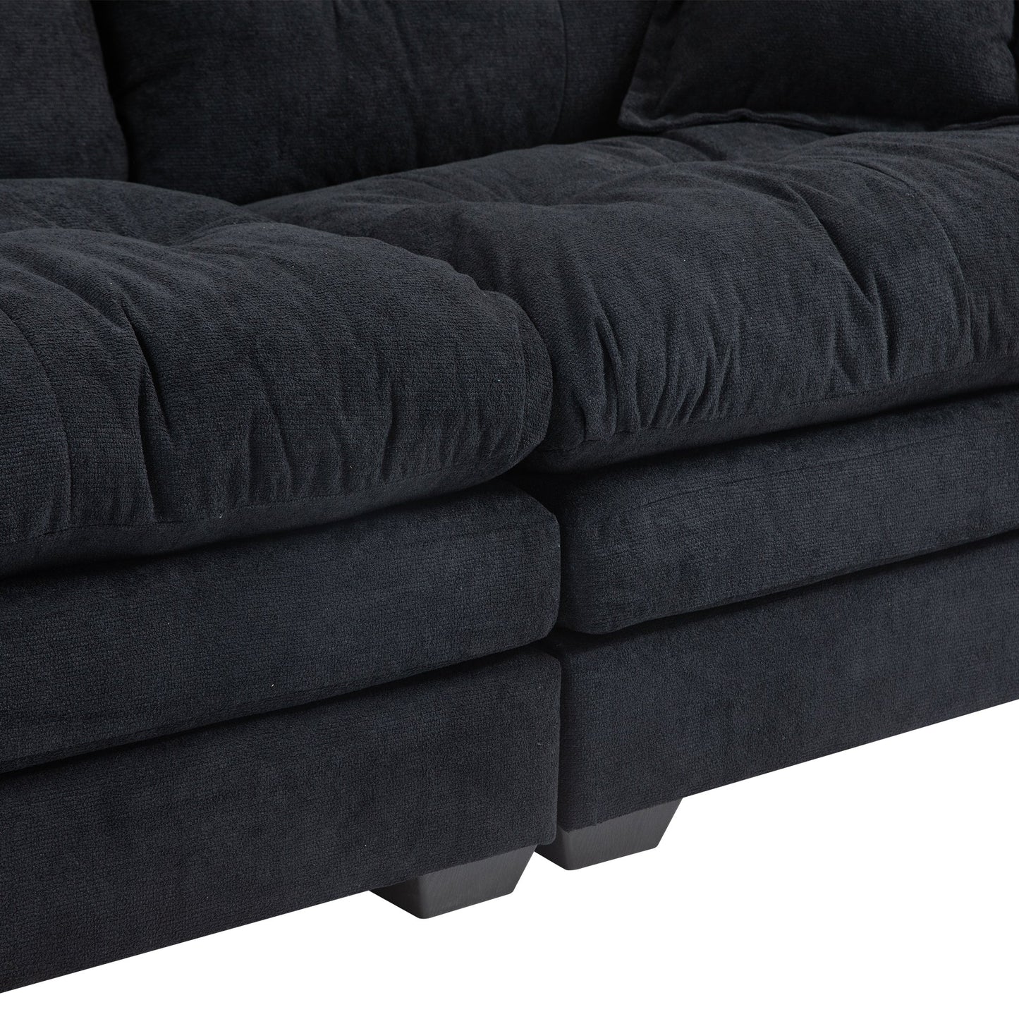 84" Chenille Sofa Small Sofa Loveseat Deep Seat Sofa Couch with 2 Throw Pillows & Memory Foam