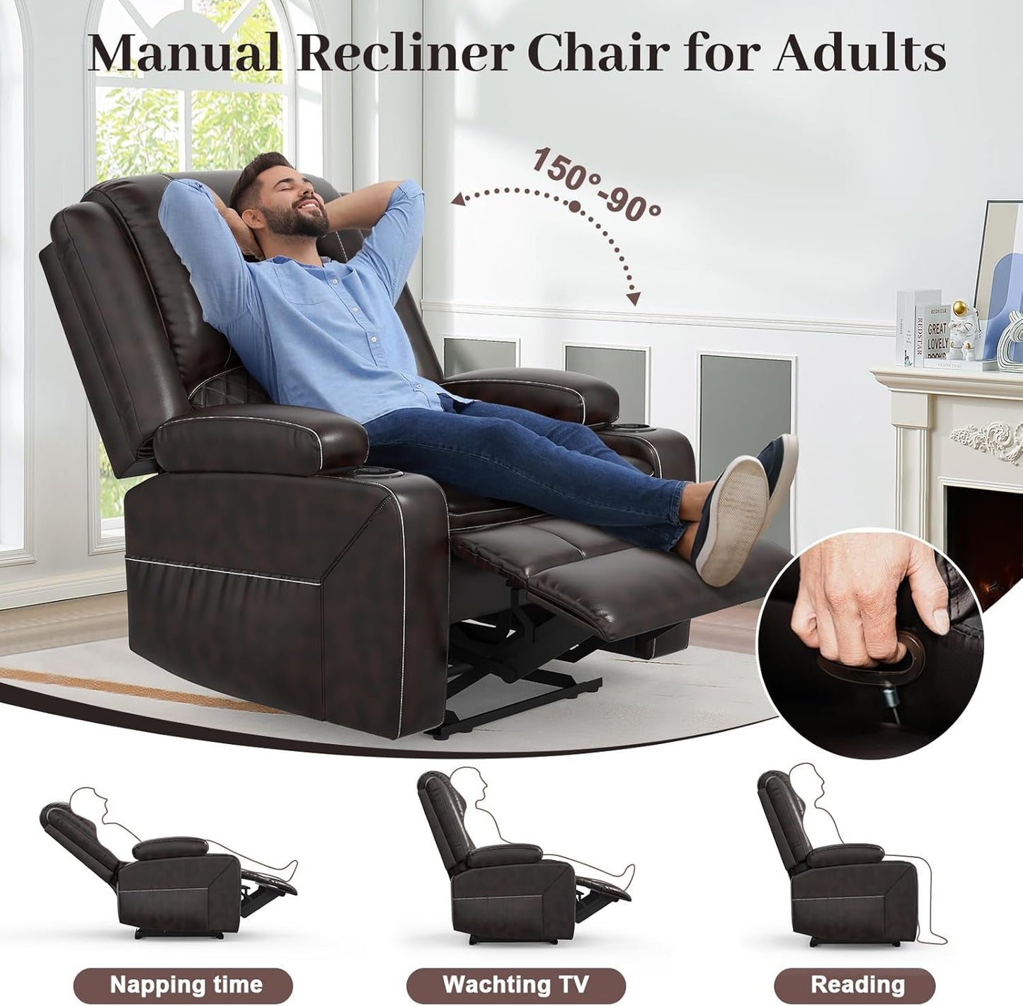 Grey Leather Reclining Loveseat Set With Console And Chairs