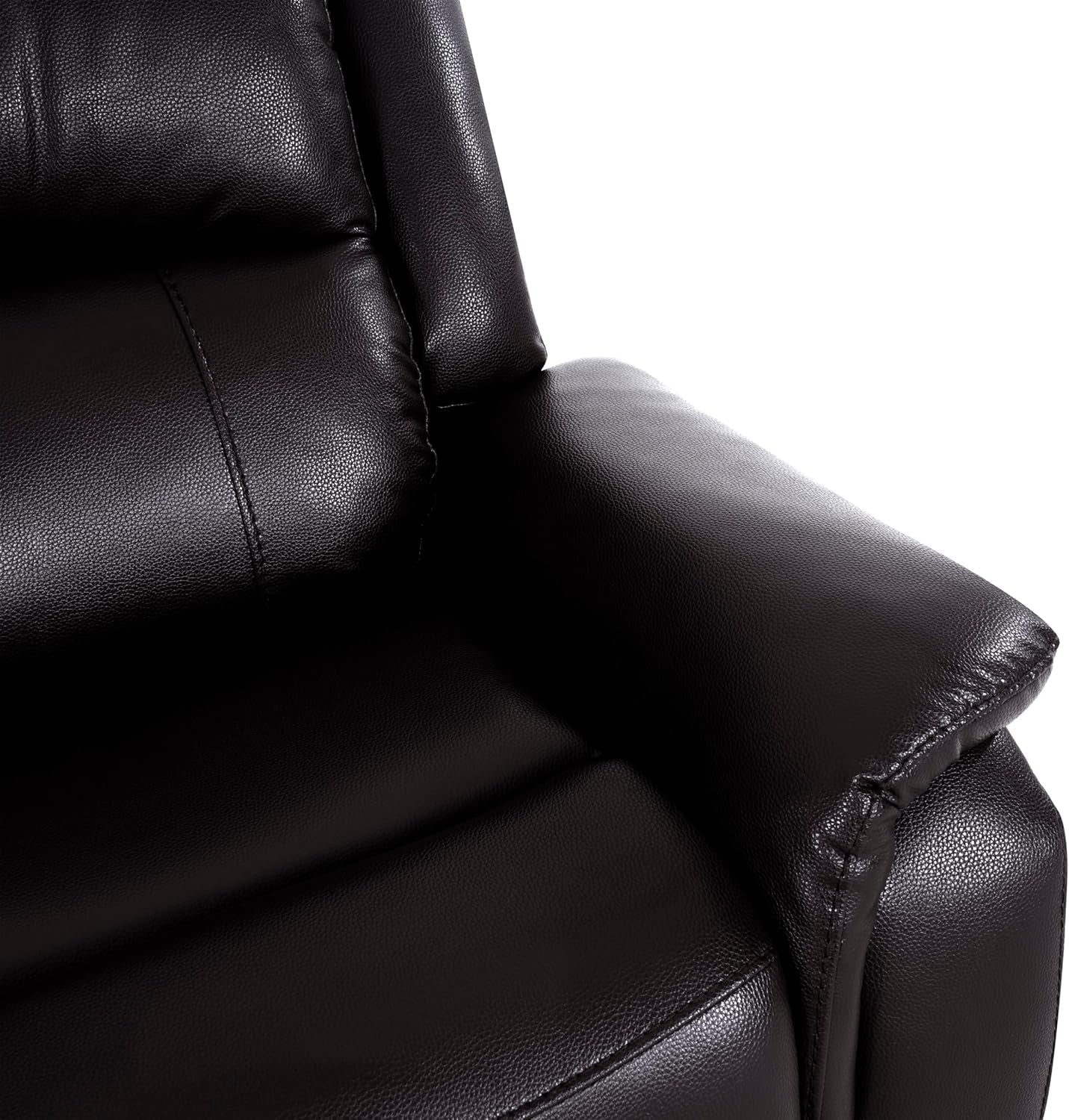 Espresso Leather Sofa Set With Manual Recliner For Living Room