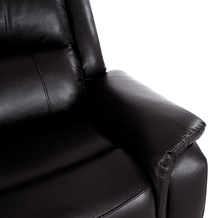 Espresso Leather Sofa Set With Manual Recliner For Living Room