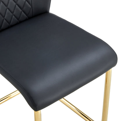 Modern dining chairs with faux leather padded seats, dining room chairs, gold metal leg upholstered chairs set of 6
