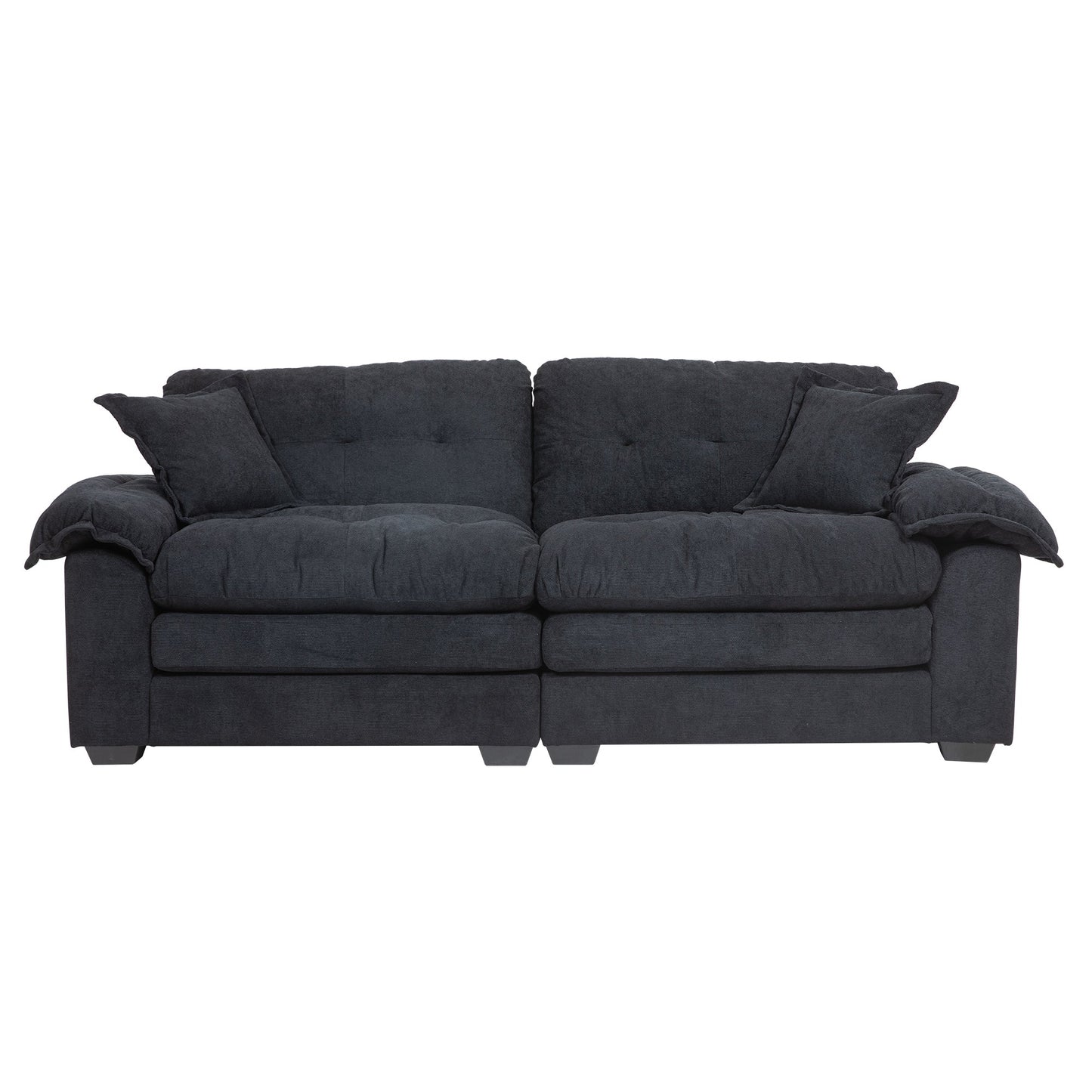 84" Chenille Sofa Small Sofa Loveseat Deep Seat Sofa Couch with 2 Throw Pillows & Memory Foam