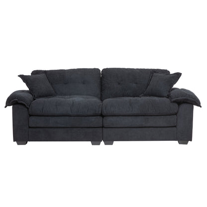 84" Chenille Sofa Small Sofa Loveseat Deep Seat Sofa Couch with 2 Throw Pillows & Memory Foam