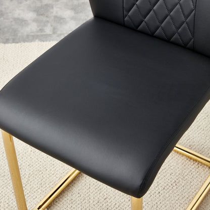 Modern dining chairs with faux leather padded seats, dining room chairs, gold metal leg upholstered chairs set of 6