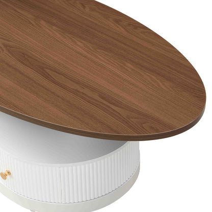 2-Piece Nesting Coffee Table Set with Storage - White & Brown
