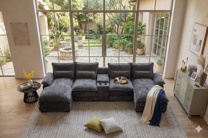 Modern U-shaped Sofa with Console