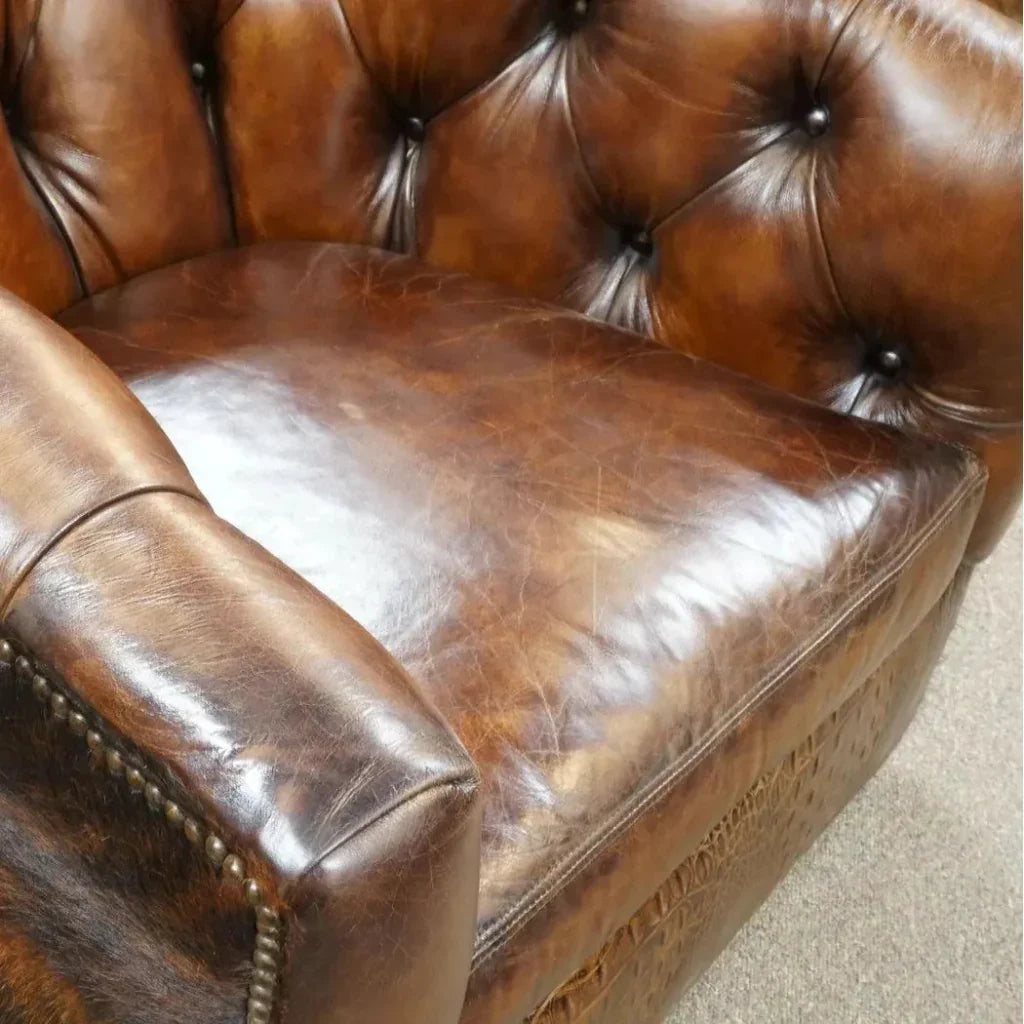 Wild Child Leather Swivel Club Chair