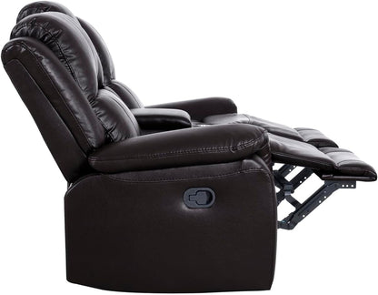 Oversized Espresso Leather Recliner Loveseat For Home Theater