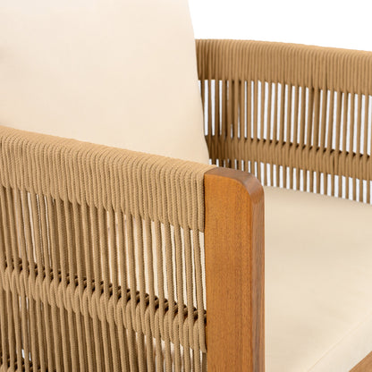 Outdoor Dining Set with Acacia Wood Table and 4 Chairs, Beige